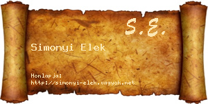 Simonyi Elek névjegykártya