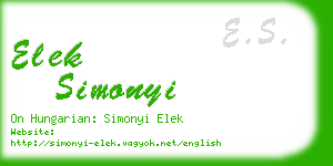 elek simonyi business card